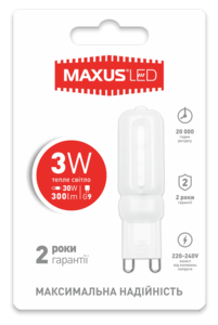 Лампа светодиодная G9 3W 3000K 220V