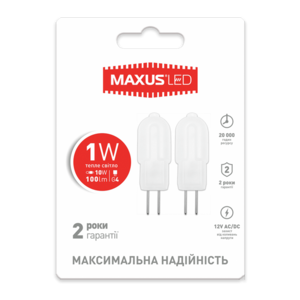 Лампа светодиодная G4 1W 3000K 12V  AC/DC 2шт.