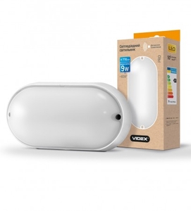 LED светильник (ЖКХ) овальный VIDEX 9W 5000K 220V  белый Sensor