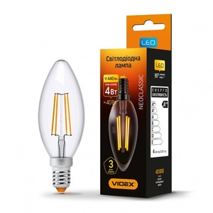 LED лампа VIDEX Filament C37F 4W E14 4100K 220V