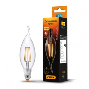 LED лампа VIDEX Filament C37Ft 4W E14 4100K 220V