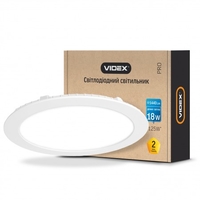LED светильник встраиваемый круглый VIDEX 18W 5000K 220V