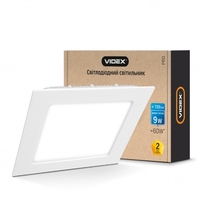 LED светильник встраиваемый квадрат VIDEX 9W 5000K 220V