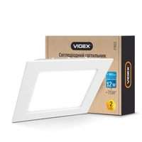 LED светильник встраиваемый квадрат VIDEX 12W 5000K 220V