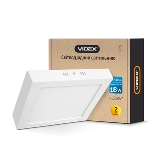 LED светильник накладной  квадрат VIDEX 18W 5000K 220V