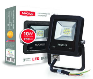 Прожектор MAXUS 10Вт, 950Лм, 5000K, IP65
